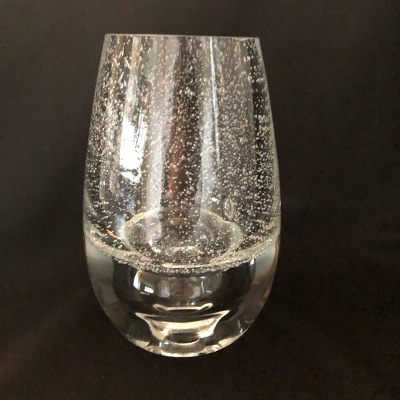 Crystal Hand Blown & Shaped Vase Clear Bubbles Made in Poland - Picture 8 of 8